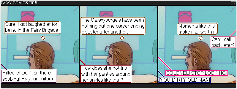 The COL is probably the only man who could tell us if Millfuelle truly has pink hair. Galaxy Angel. Colonel Volcott. Millfuelle Sakuraba. Forte Stollen. Ranpha Franboise. Mint Blancmanche..